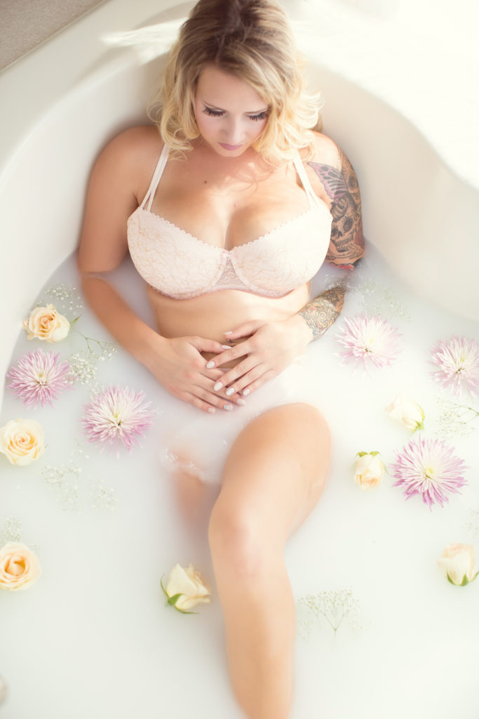 Milk Bath Boudoir with pink flowers