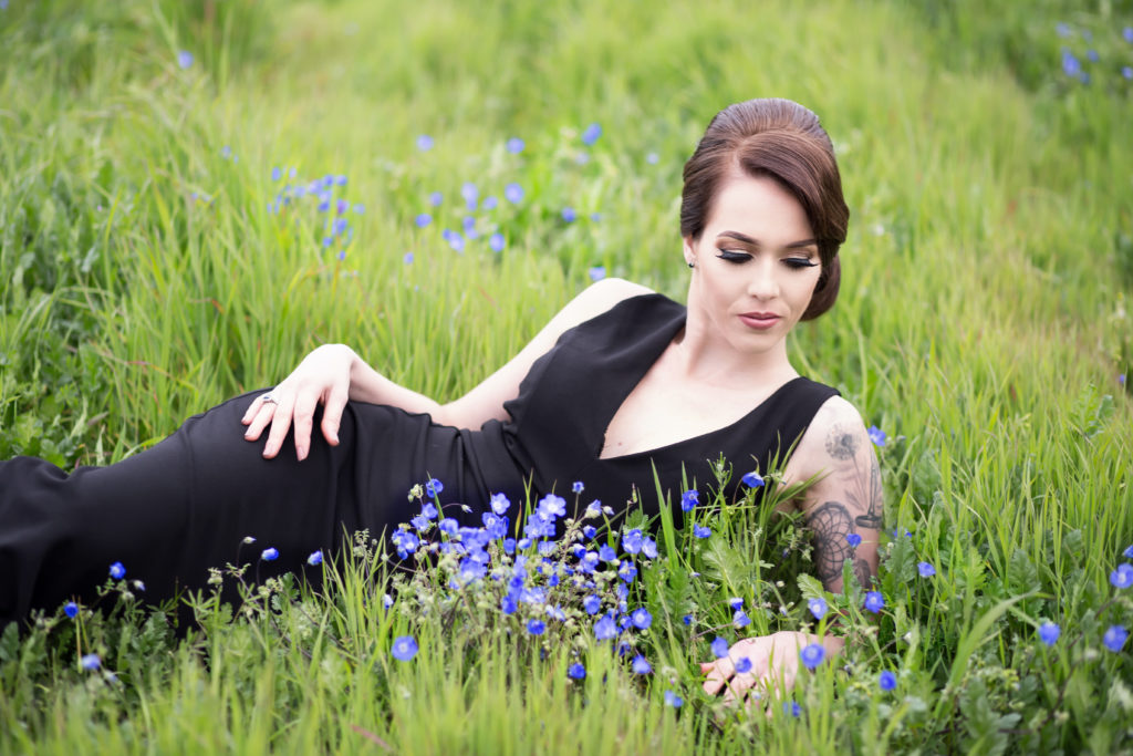Laying in a field of flowers 
