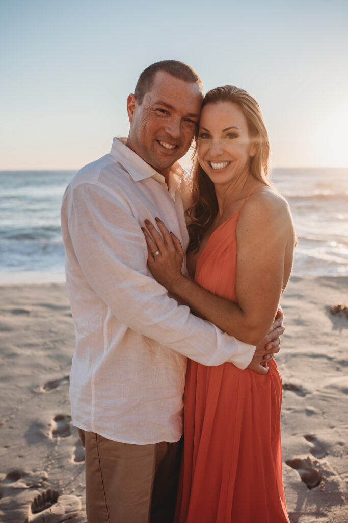 Beach photo of a couple in Orange County